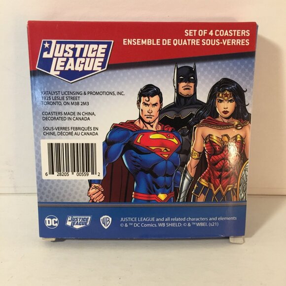 Justice League Coasters Set of 4 - New-Batman Wonder Woman Superman Flash - Picture 3 of 3